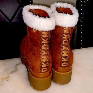DKNY Brown/White Faux Fur Boots